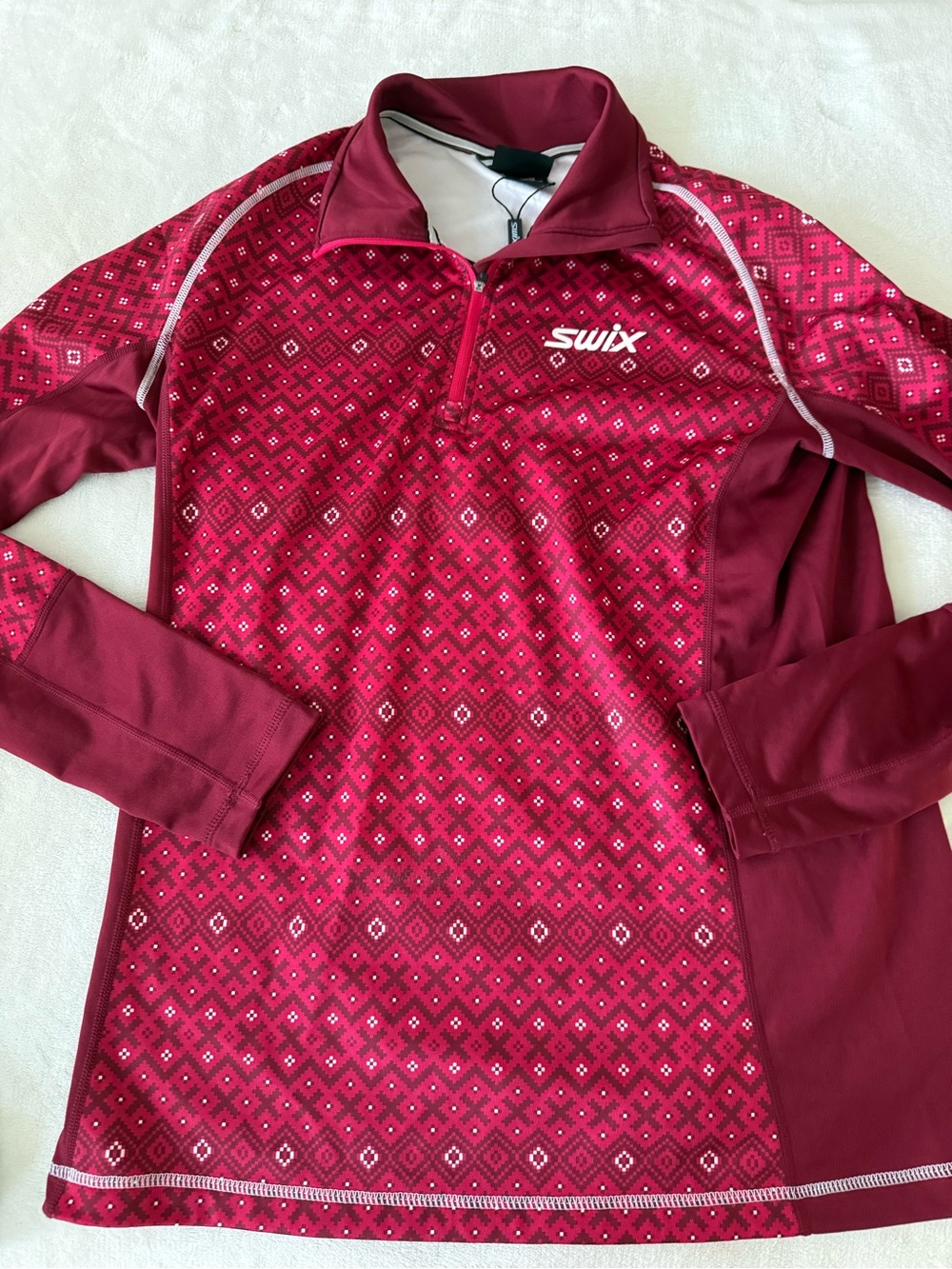Swix Myrene 1/2 Zip Nordic Sweater in a geranium red color Size XL D89